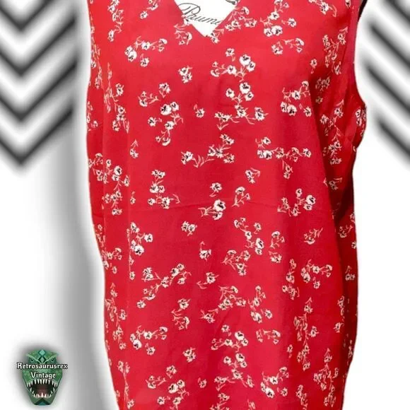 𝅺maurices Red Ditsy Floral Open Back Tank Top, Large NWT - Picture 4 of 7